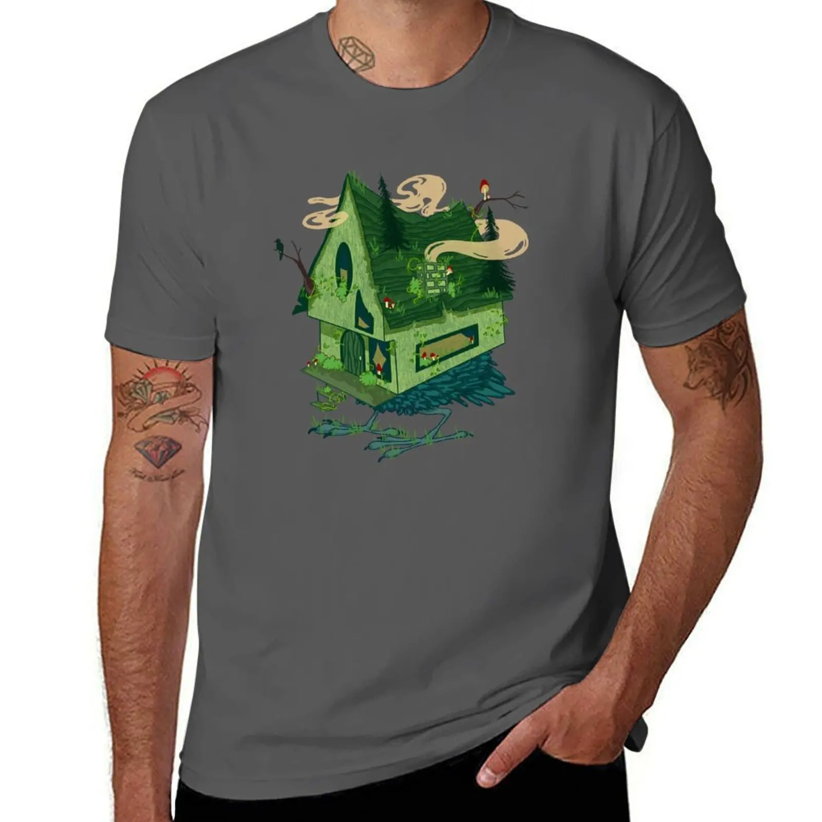 

Baba Yaga House T-Shirt Big Size Short Sleeve Tee for Men