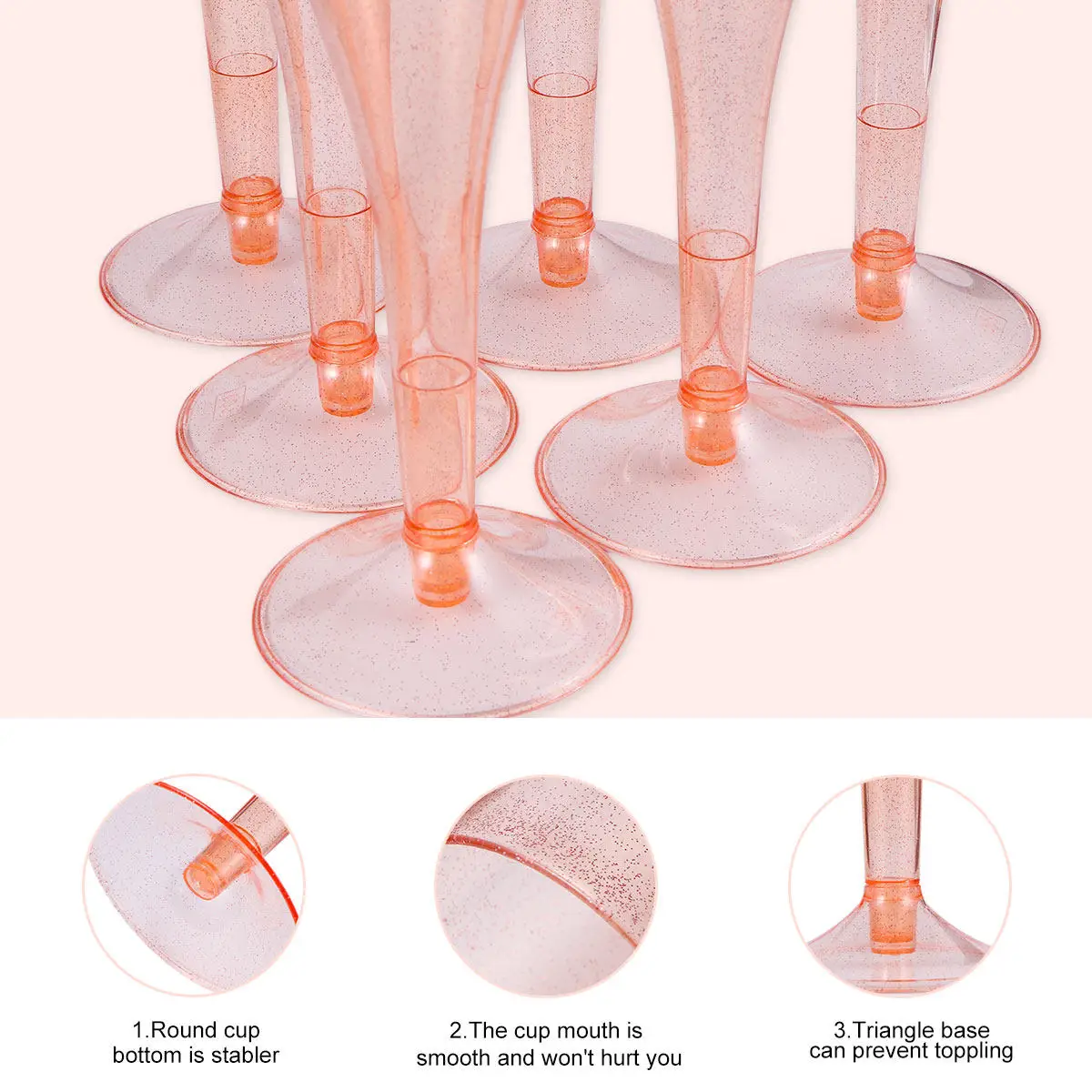 

30Pcs Plastic Cup Pink Rose Gold Disposable Party Cup for Bar Store Ktv Nightclub Celebration Happy Serving