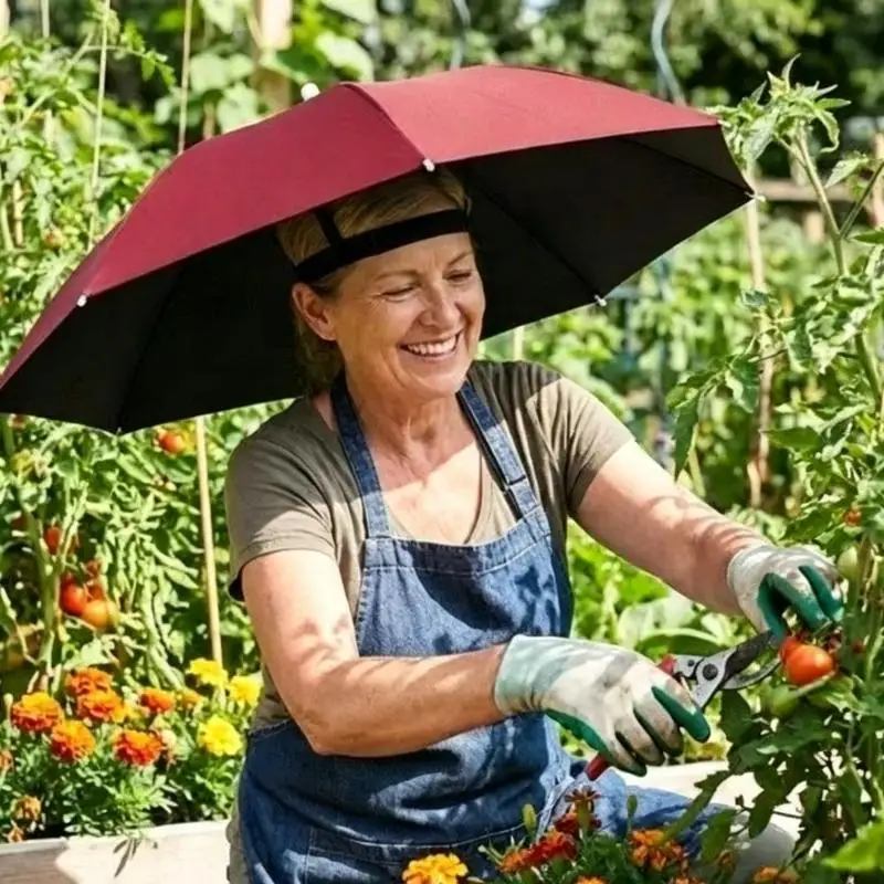 Chapeau parapluie pliable imperméable et anti-UV, protection mains libres pour la tête, idéal pour la pêche, le jardinage et le camping en extérieur
