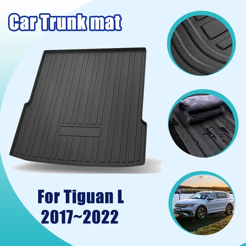 

For Volkswagen VW Tiguan L Allspace 2023 2017~2022 2021 2020 TPE Material Car Trunk Mat Back Cargo Tray Trunks Car Accessories