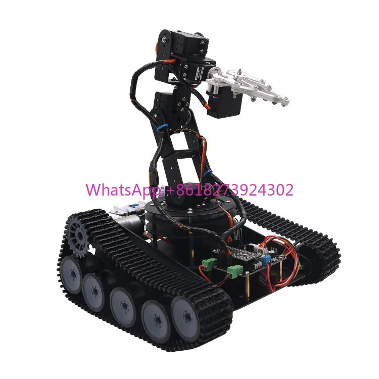 

Open Source Robot Tank Car 6DOF Mechanical Arm Tracking Gripping Support PS2 Controller/APP Control