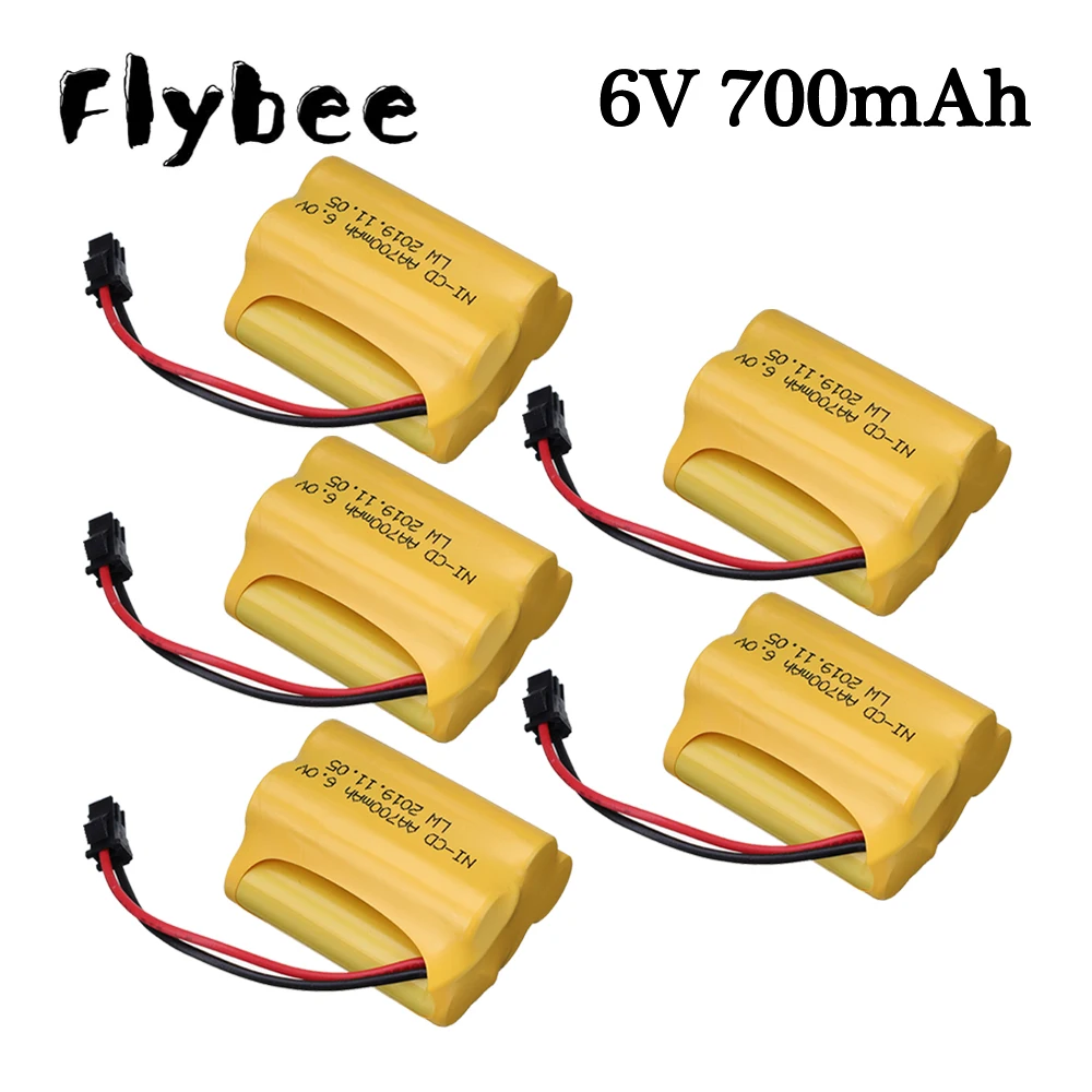 Batería NiCD de 1 a 10 piezas, 6V, 700mah para coches de juguete Rc, tanque, camión, Robot, barco, baterías de juguete eléctricas AA * 5, Ni-MH, 6v, enchufe SM