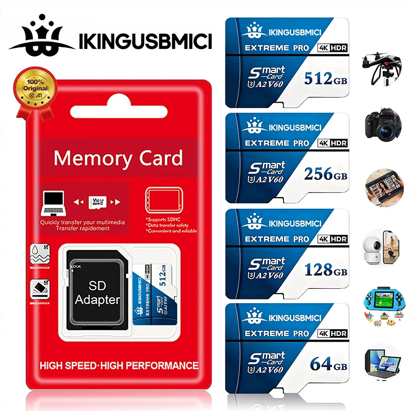 Fast Transfer Memory Card Micro TF SD Card SD Cards TF Cards 128GB 256GB 512GB C10 for Nintendo Switch Gaming Action Camera