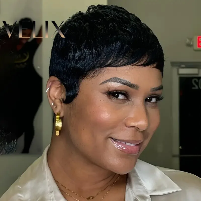 

Премиум-качество, 4-дюймовая кудрявая стрижка пикси, цвет 99j # 4 # 30 # Парик из натуральных человеческих волос, машинной работы, бразильские волосы Remy, для чернокожих женщин, для ежедневного использования