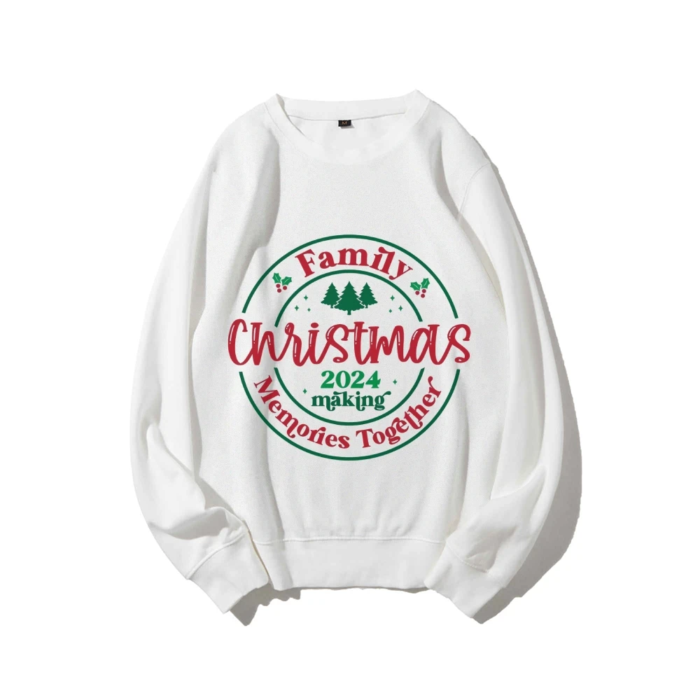 Family Christmas 2024 Making Memories Together Sweatshirt Xmas Jumper Trendy Holiday Party Sweatshirt Women Graphic Sweater