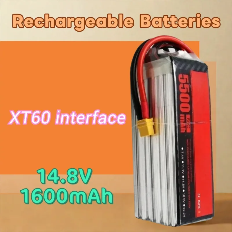 

14.8V 1600mAh 4S 150C XT60 LiPo Battery for RC Helicopter Quadcopter FPV Racing Drone Battery