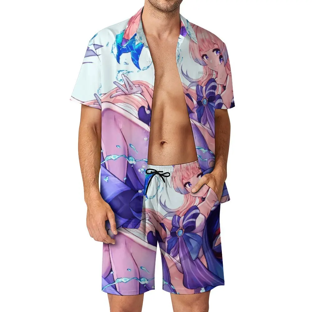 Sangonomiya Kokomi Photographic Print For Sale Men's Beach Suit Graphic Cool 2 Pieces Suit  High Grade  Beach Eur Size