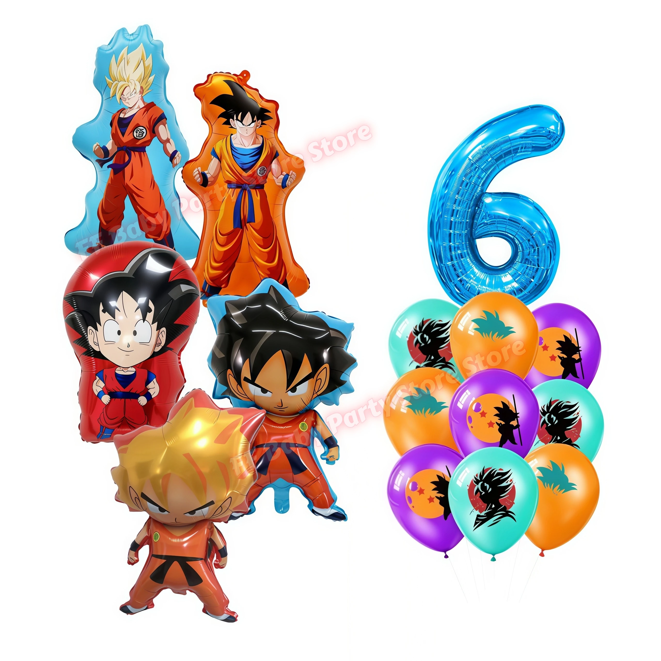 Dragon Ball Geburtstagsparty-Zubehör Son Goku Luftballons Pappbecher Teller Schlüsselanhänger Armbänder Jungen Party-Favoriten Geburtstagsdekoration – Detail 7