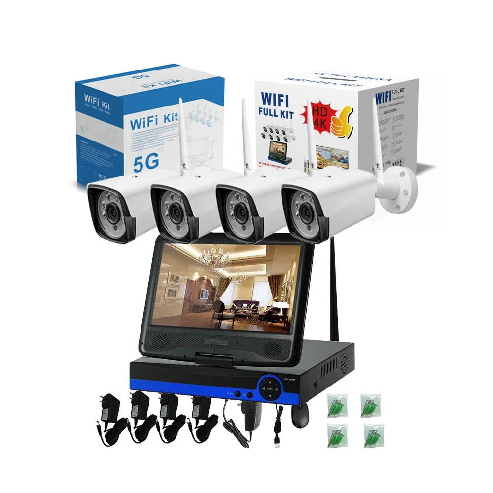 Metal Bullet 3MP XMEYE ICSEE Kit combinato di videosorveglianza IR Camara De Seguridad con schermo CCTV Set Telecamere di sicurezza wireless