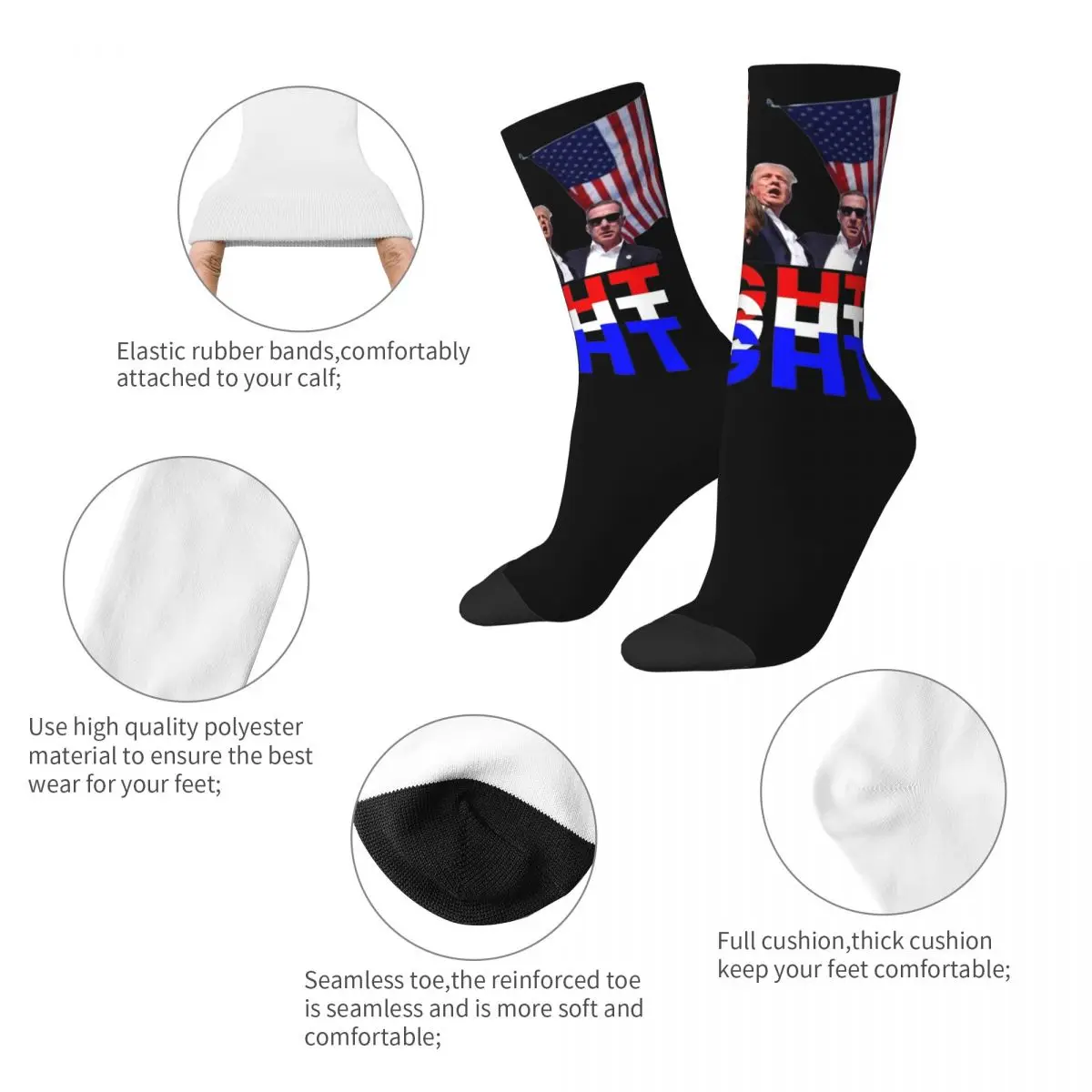 Donald Trump Fight Shot Design Socks for Unisex Non-slip Stockings