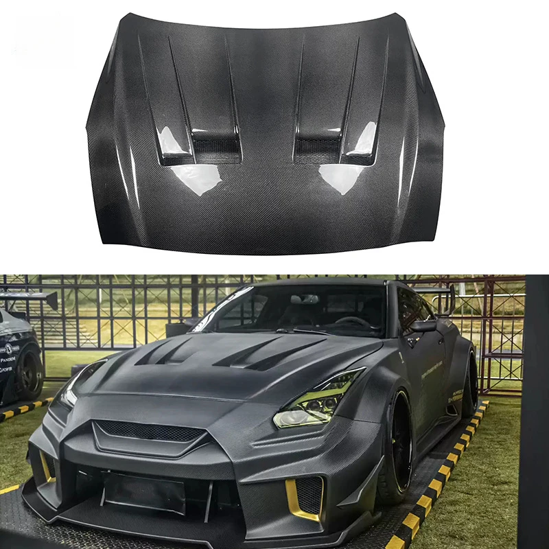 

Подходит для Nissan GTR R35, углеродное волокно, стиль LB, модификация двигателя автомобиля, объемный передний капот