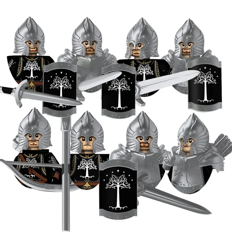 Zabawki dla dzieci Figurki akcji z serii Władca Pierścieni Żołnierze Gondoru Średniowieczne figurki wojskowe Model Klocki Chłopcy Prezenty urodzinowe