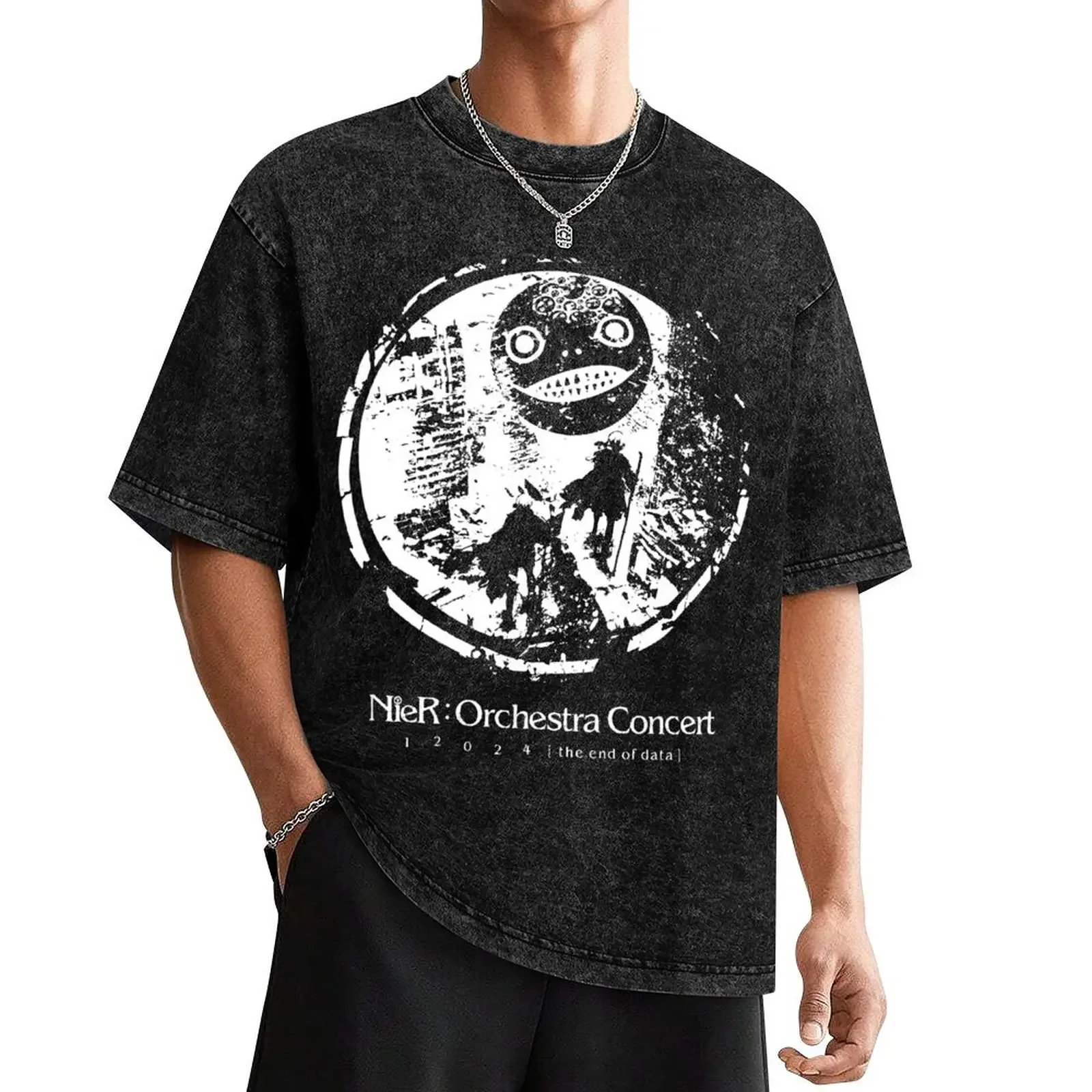 NieR Orchestra Concert design - Emil / Yoko Taro mask 2B & 9S T-Shirt man clothes cotton graphic tees mens tall t shirts