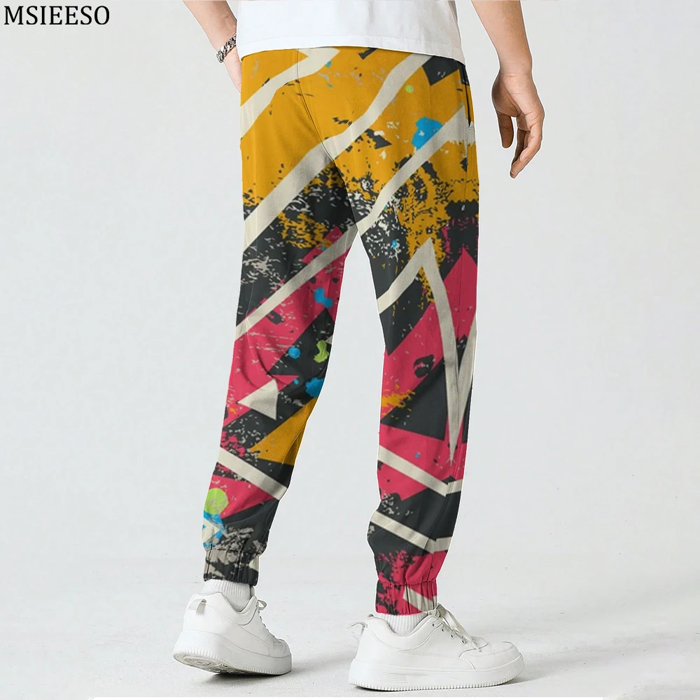 

MSIEESO Autumn Trousers Retro Graffiti Geometry Pattern Print Long Pants Men Women Casual Sweatpant Male Exercise Jogging Pants