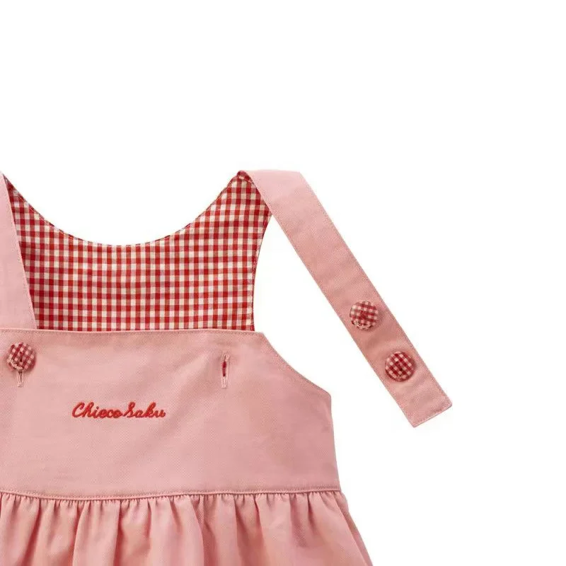 Girls Dress Spring New Cartoon Cute Bunny Letter Embroidery Bow Strap Skirt 2024 image 2