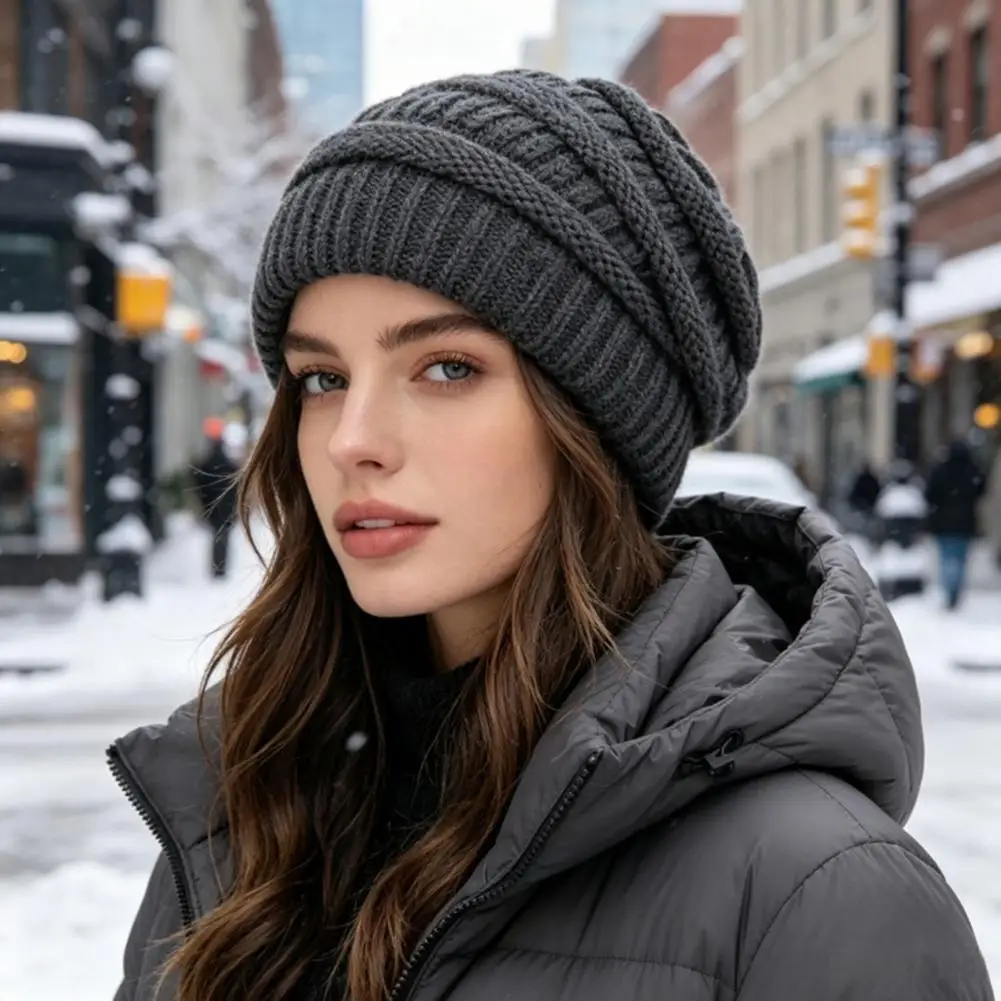 Breathable Windproof Cycling Cap Winter Knit S Knitted Hat Unisex Warm Winter Cozy Stretchy Knit Cap for Weather Cycling Skiing
