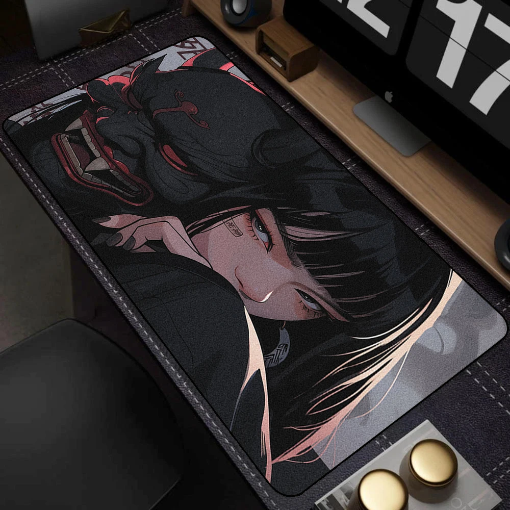 Japanische Maske Mädchen Mauspad 90x40CM rutschfeste Gaming Mousepad Gamer E-Sport Mauspad Spiel mechanische Tastatur XXL Schreibtischmatten