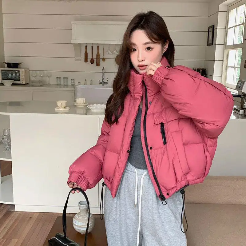

Women's Short Puffer Jacket Duck down Loose Fit Bread Coat Thickened Stand Collar Winter New Style Commute Style Regular Sleeve