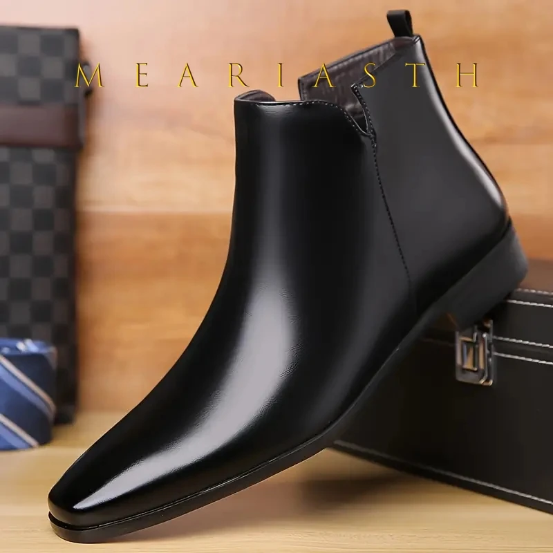

Men's Chelsea Boots Versatile Fashionable Imported Short Boots Square Head Pvc Upper Winter Season Specialty size 40-50