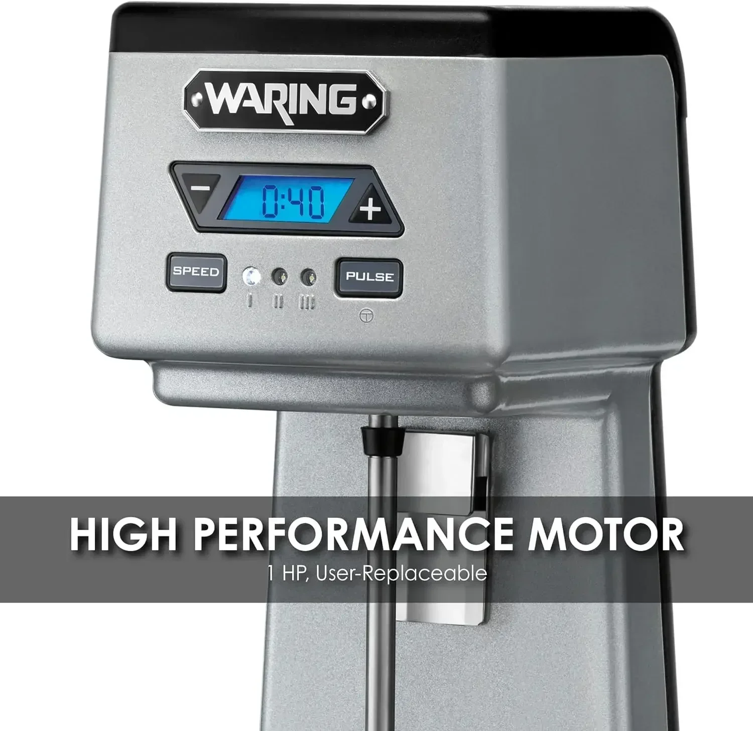 Waring Commercial Spindle Drink Mixer with Countdown Timer, Digital Display, Automatic Start and Stop, Single 1Hp, WDM120TX