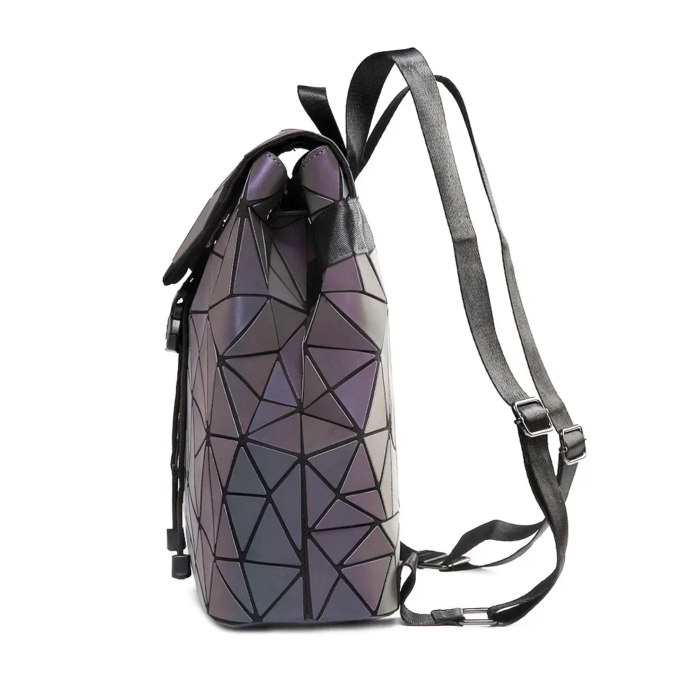 Mochila para mujer, mochilas femeninas con lentejuelas a cuadros geométricas luminosas para chicas adolescentes, mochila con cordón, mochila holográfica