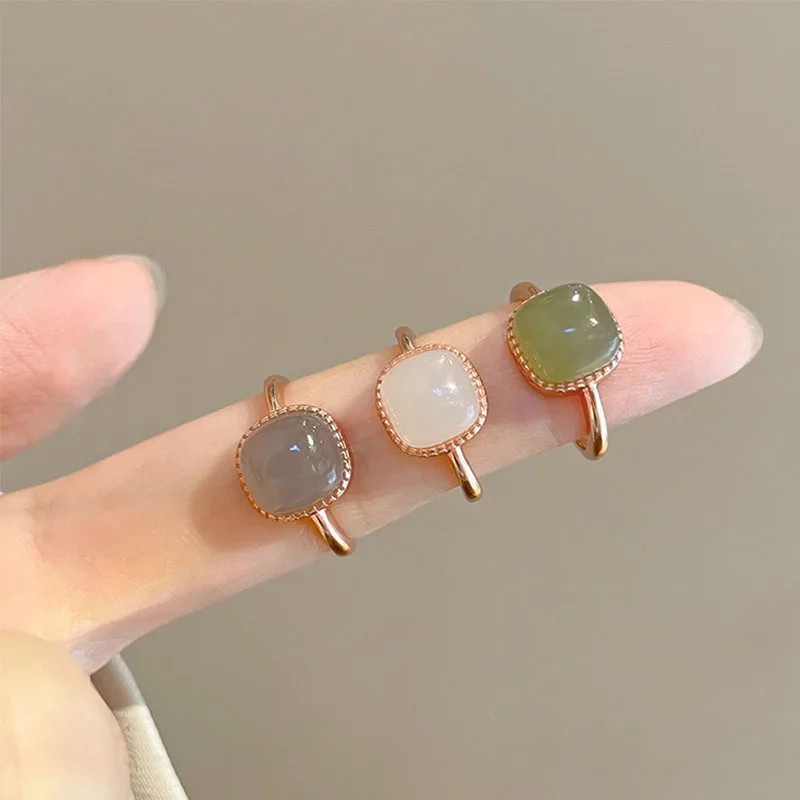 VENTFILLE 925 Sterling Silver Forefinger Ring For Women Square Hetian Jade Retro Jewerly Girl Birthday Gift Dropshipping image 2