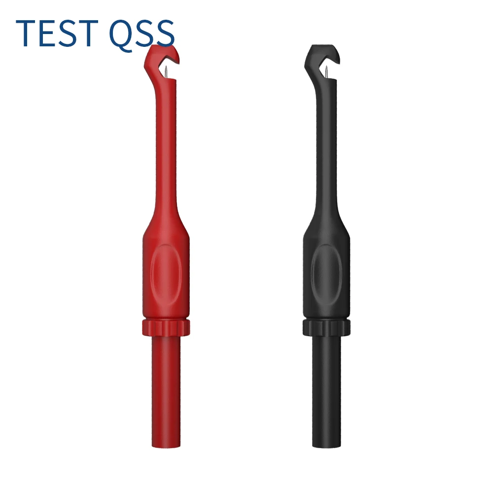 QSS 2PCS Mini Test Probe Clip Non-Destructive Wire-Piercing Back Probe Pins 4MM Jack Puncture Test Hook Tool