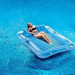 OEM Wholesale Outdoor pool PVC Inflatable Water Double Floating Bed Recliner Beach Water Bed Mesh Floating Bed