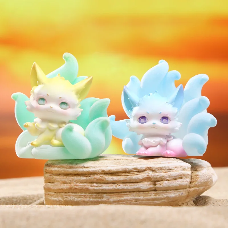 Caja ciega de Hada de zorro de nueve colas de dibujos animados, mitología china, decoración de escritorio, resina, múltiples estilos, colecciones de cajas ciegas de moda