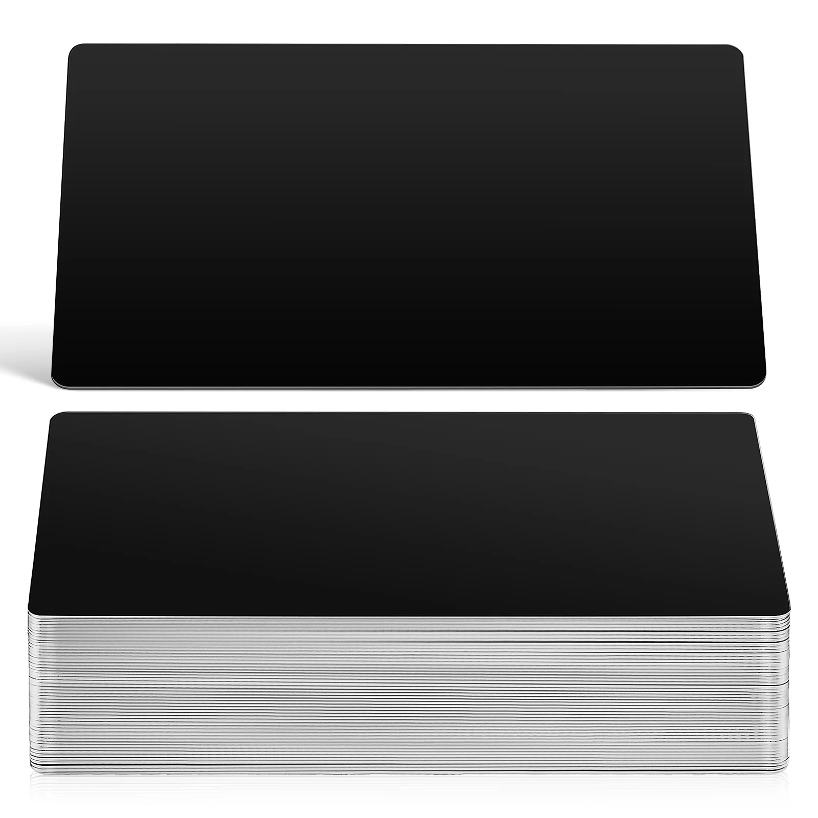 50 Pcs Metal Aluminum Sheet Marking Business Card Black Blank Cards Name Nameplates Making Sublimation