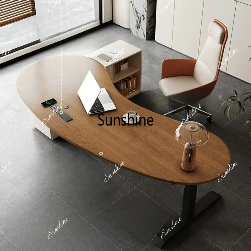 TJAdvanced solid wood curved young boss table lifting desk