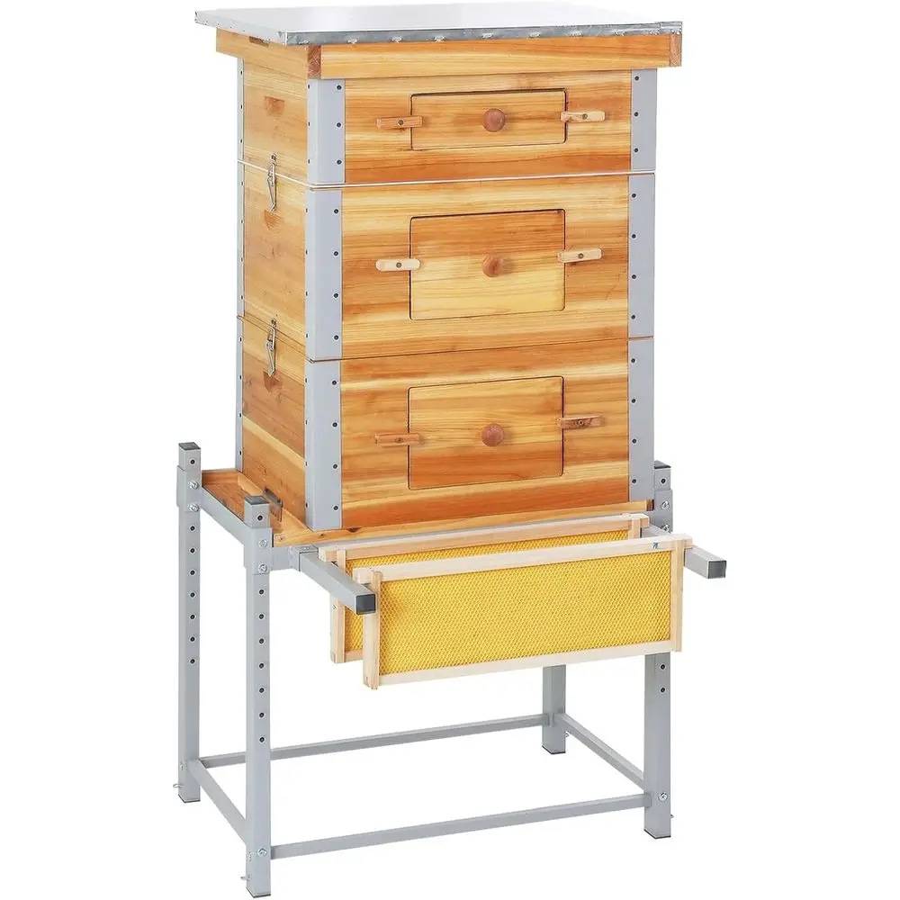 

Улей с металлическим каркасом, 10-рамочный, пропитанный 100% пчелиным воском, товары для пчеловодства - полный стартовый набор, включая деревянные рамки