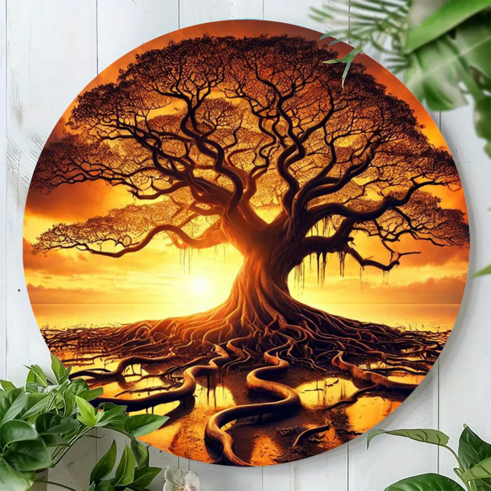 1pc of Vintage Tree of Life Circular Wall Decoration, Weather-Resistant And Corrosion-Resistant Metal Sign Suitable for Home, Fa