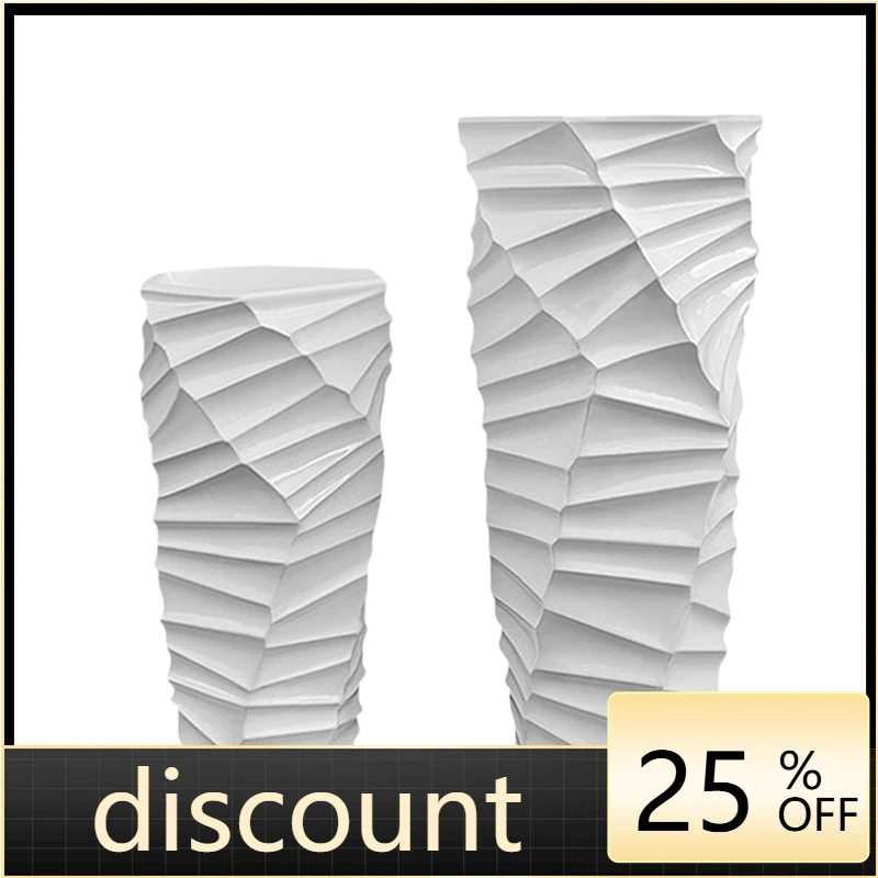 

LMM simple and modern creative threaded cylindrical floor-to-ceiling large vase home soft decoration jewelry