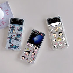 Disney Stitch Snoopies Maruko-chans Phone Case for Samsung Galaxy Z Flip 3 4 Z Flip 5 Z Fold 4 5G PC Soft Anti-fall Back Cover