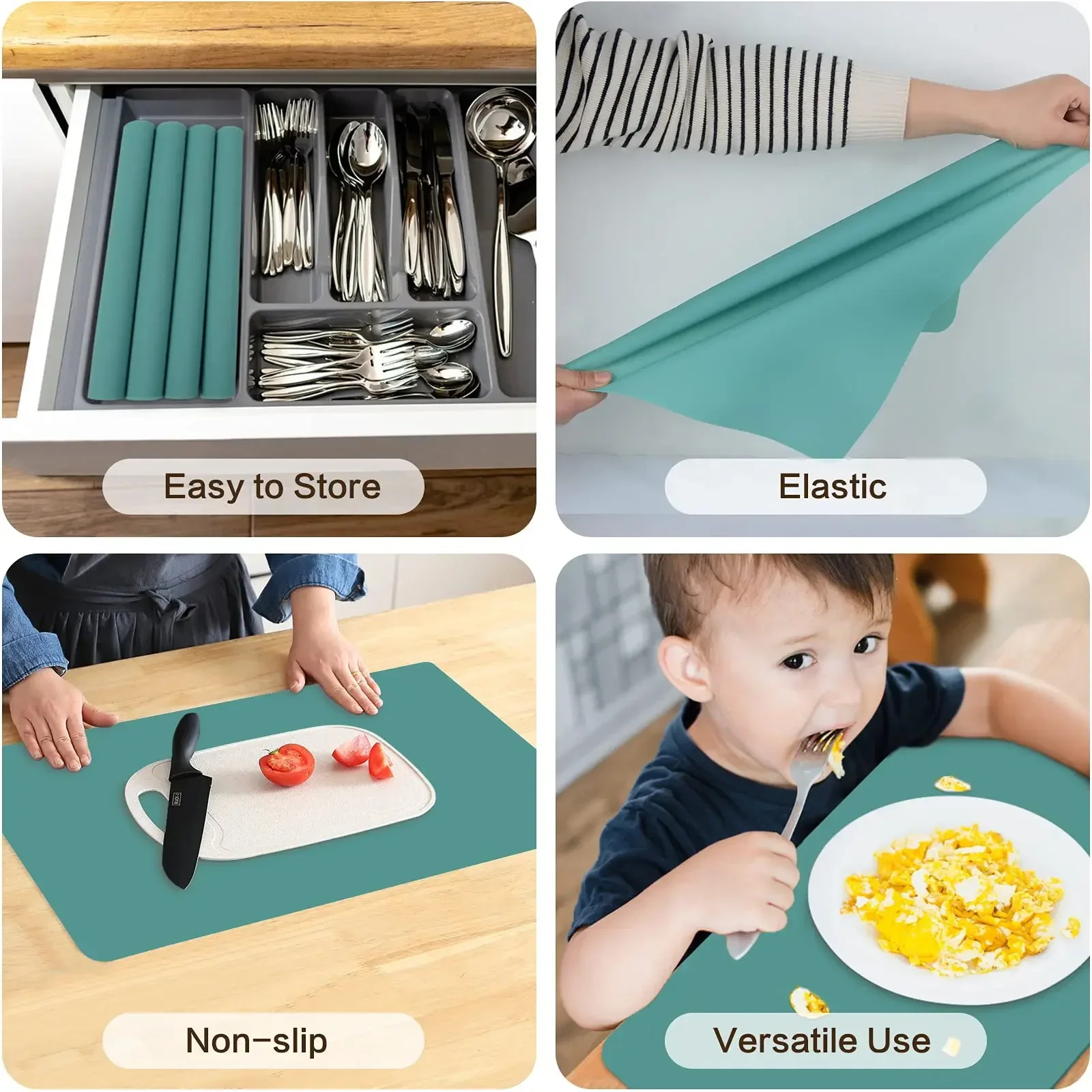 High Quality Food Grade Silicone Waterproof Placemat Heat Insulation Anti-Skidding Washable Table Mat for Kitchen Dinner