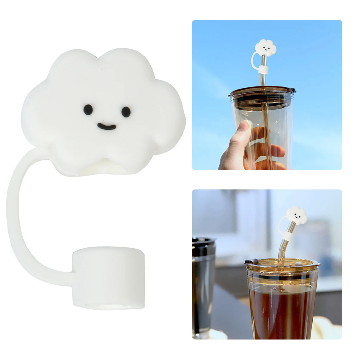 

Cloud Shaped Straw Cover Reusable Tips Tumblers Straw Toppers For Drinking Silicone Adorable Home Kitchen Daily Supplies