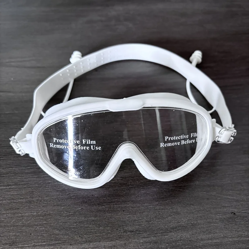 Bouchons d'oreille intégrés à grand cadre en silicone, haute définition, lunettes étanches et anti-buée, lunettes de natation, protection des yeux