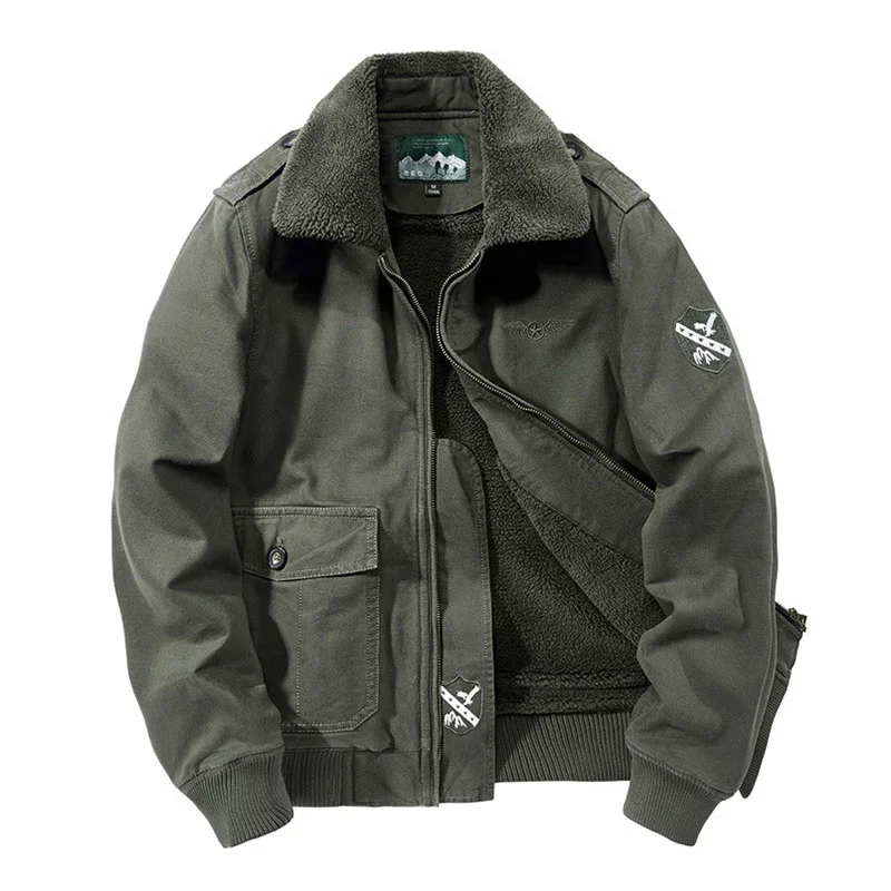 

Men Outdoor Military Tactical Bomber Flight Jacket Plus Velvet Wear Resistant Thermal Cotton Coats Climbing Training Army