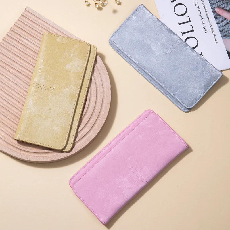 

2024New Style Satin Cowhide Long Wallet Multiple Card Slots Thin Soft Wallet New Clutch Ultra-Thin