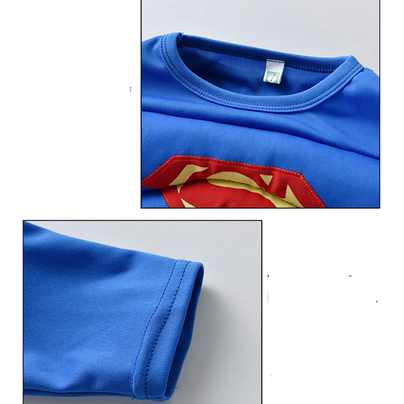 Boys Super Cosplay Costume Kids Girls Tops Pants Cloak Muscle Suit Superhero Children Party Halloween Costume Clothes