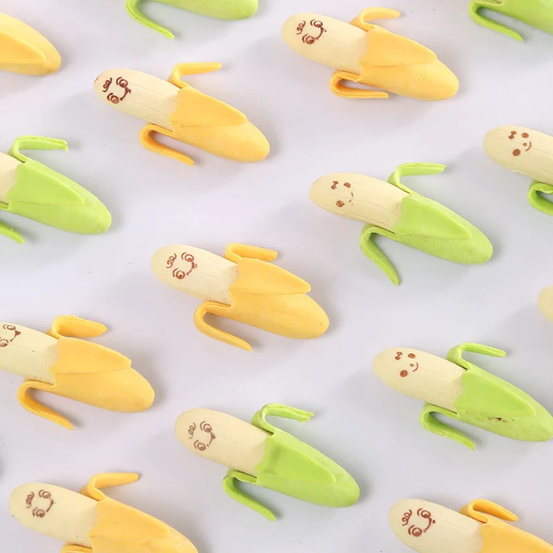 2PCS Lovely Cute Banana Fruit Style Rubber Pencil Eraser Students Stationery New School Supplies Kids Eraser