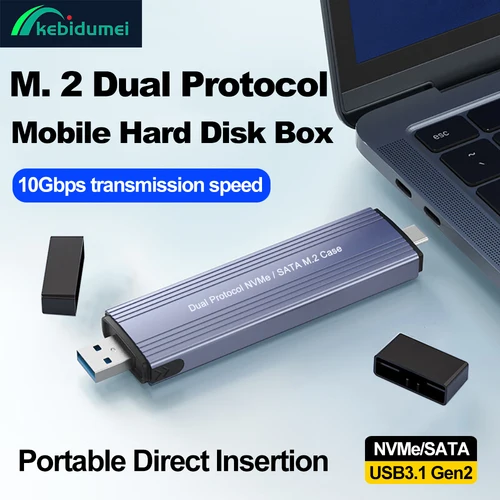 Imagen 1 del producto Caja M.2 SSD NVMe USB tipo C Gen2 10Gbps PCIe SSD funda M2 SATA y NGFF M.2 NVME caja de disco inserción directa M.2 SSD