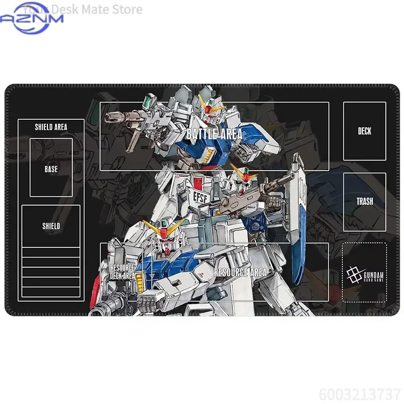 Anime Gundam Mecha TCG Playmat Mouse Pad, Rubber Anti-slip Gaming Mouse Pad, Black Background Robot Card Game Zone Print Desk Ma