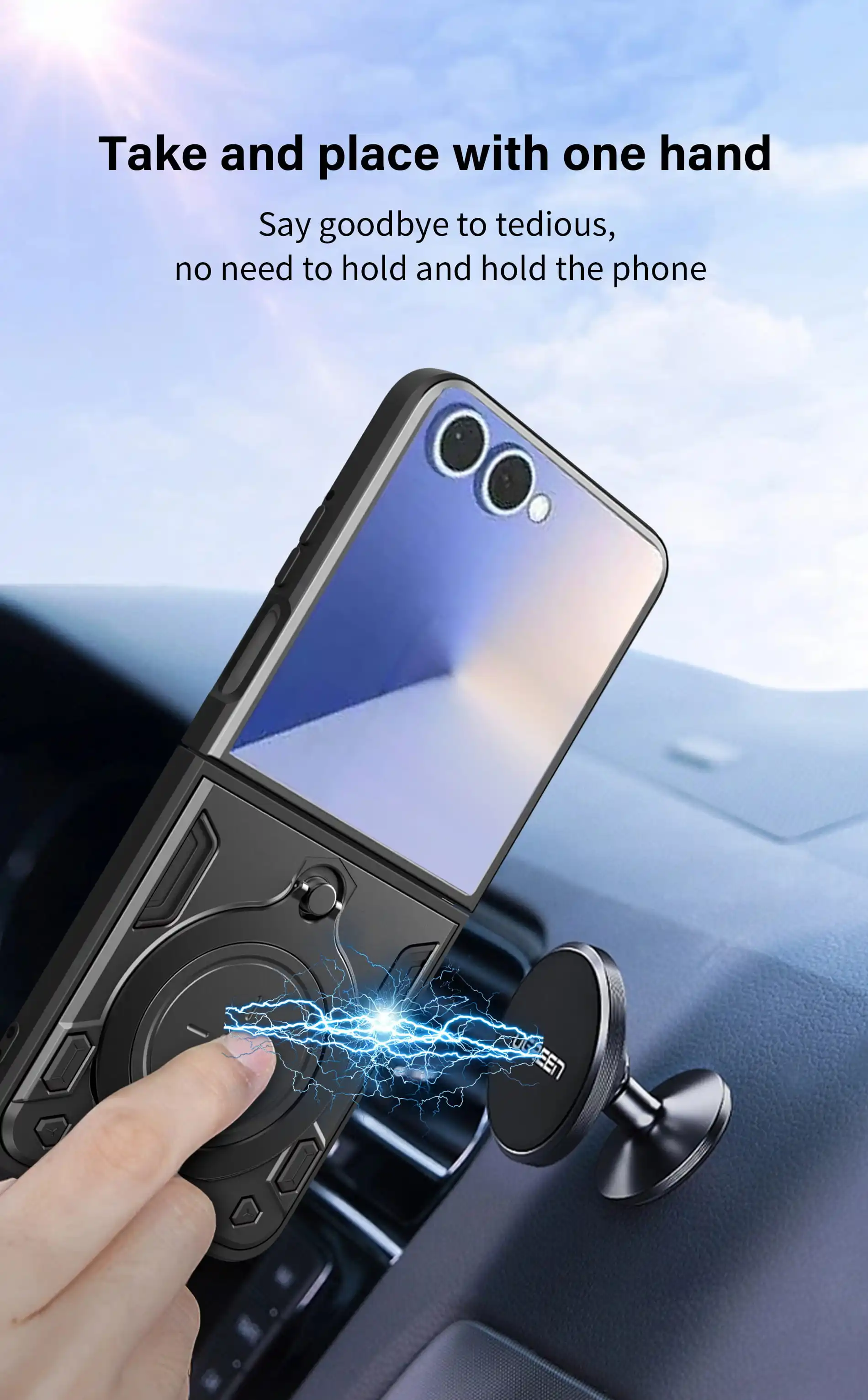 Custodia per Samsung Galaxy Z Flip7 Protezione magnetica per fotocamera Z Flip6 Flip5 Cover 360 Ruota cavalletto Armatura Anello Fonda Capa