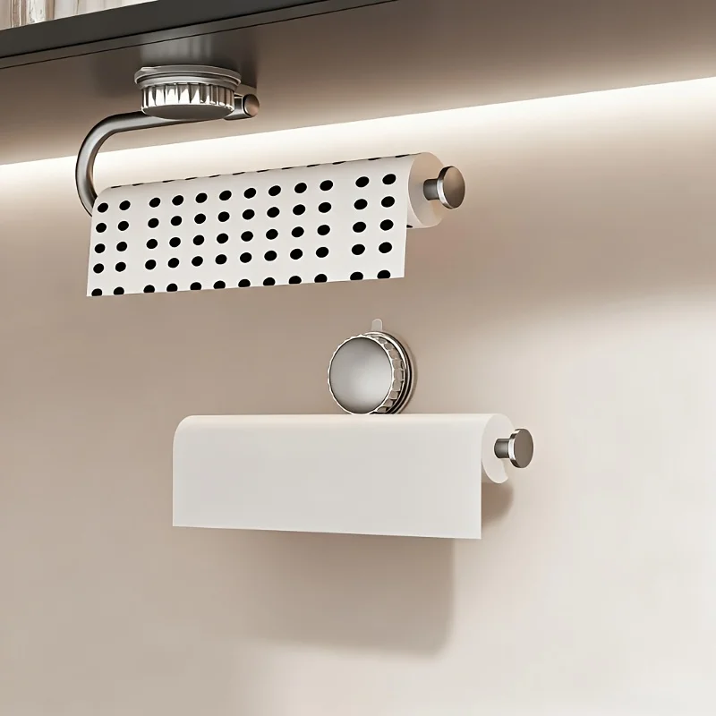 

1pc Multifunctional Rotating Suction Cup Tissue Holder - No-Drill Wall-Mounted Aluminum Roll Dispenser, Suitable for Towels