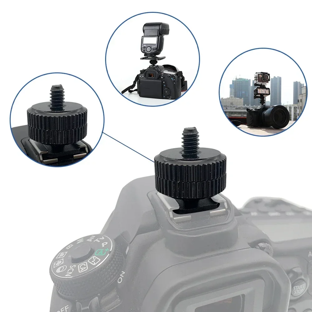 ใหม่ Triple Hot Shoe Mount Adapter สกรูคู่ขาตั้งยึดสําหรับกล้อง DSLR สําหรับ LED วิดีโอไมโครโฟน Monitor Flash Light