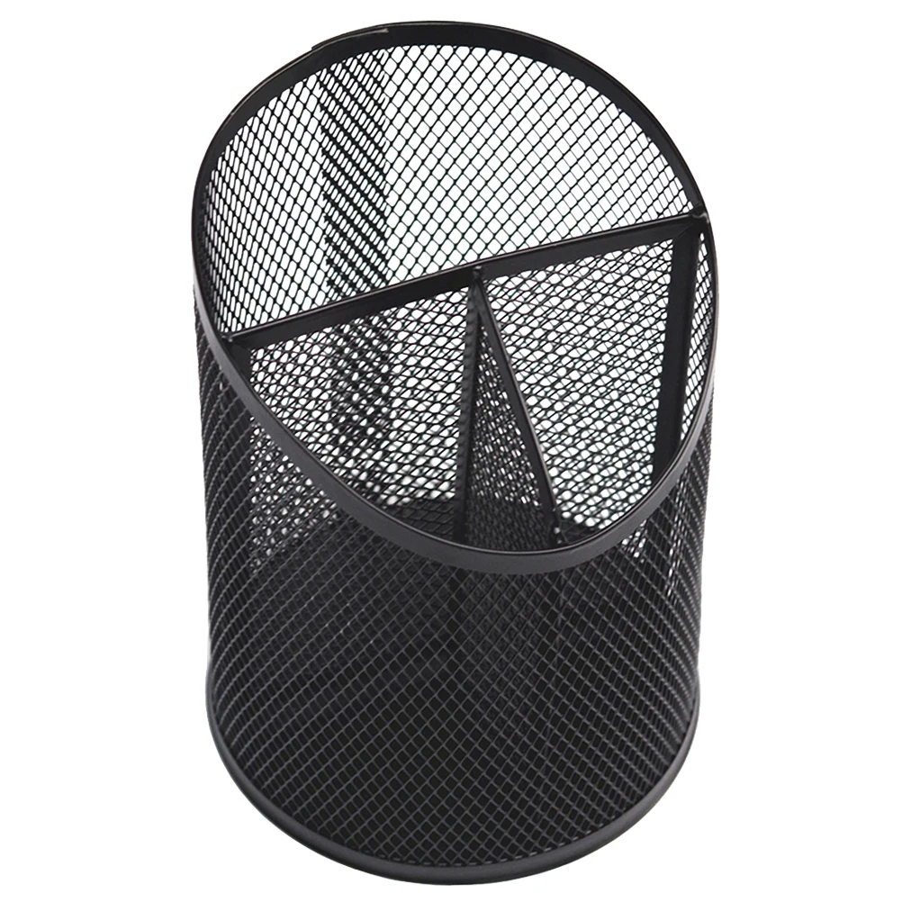 

Metal Pen Holder Pencil Container Silver Black Desk Organizer Cup Sturdy Lightweight Home Office Use Ideal Students Adults