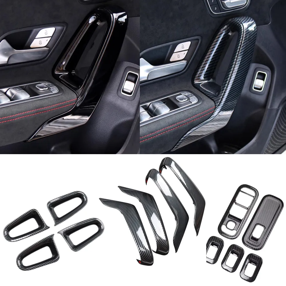

Car Inner Door Armrest Handle Panel Frame Trim Stickers For Mercedes Benz A Class W177 CLA C118 2019-2024 Car Accessory