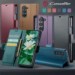 Wallet Case For Samsung Galaxy Z Fold 6 5 Leather Kickstand Card Holder Pocket Stand Flip Magnetic Stand Flip Full Phone Cover